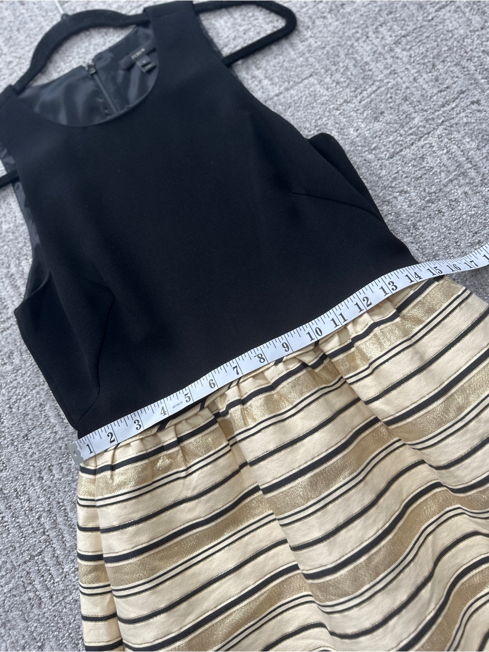 J.Crew Sleeveless Skater Dress | Black & Gold Stripe Skirt | Size 6 - Picture 10 of 14